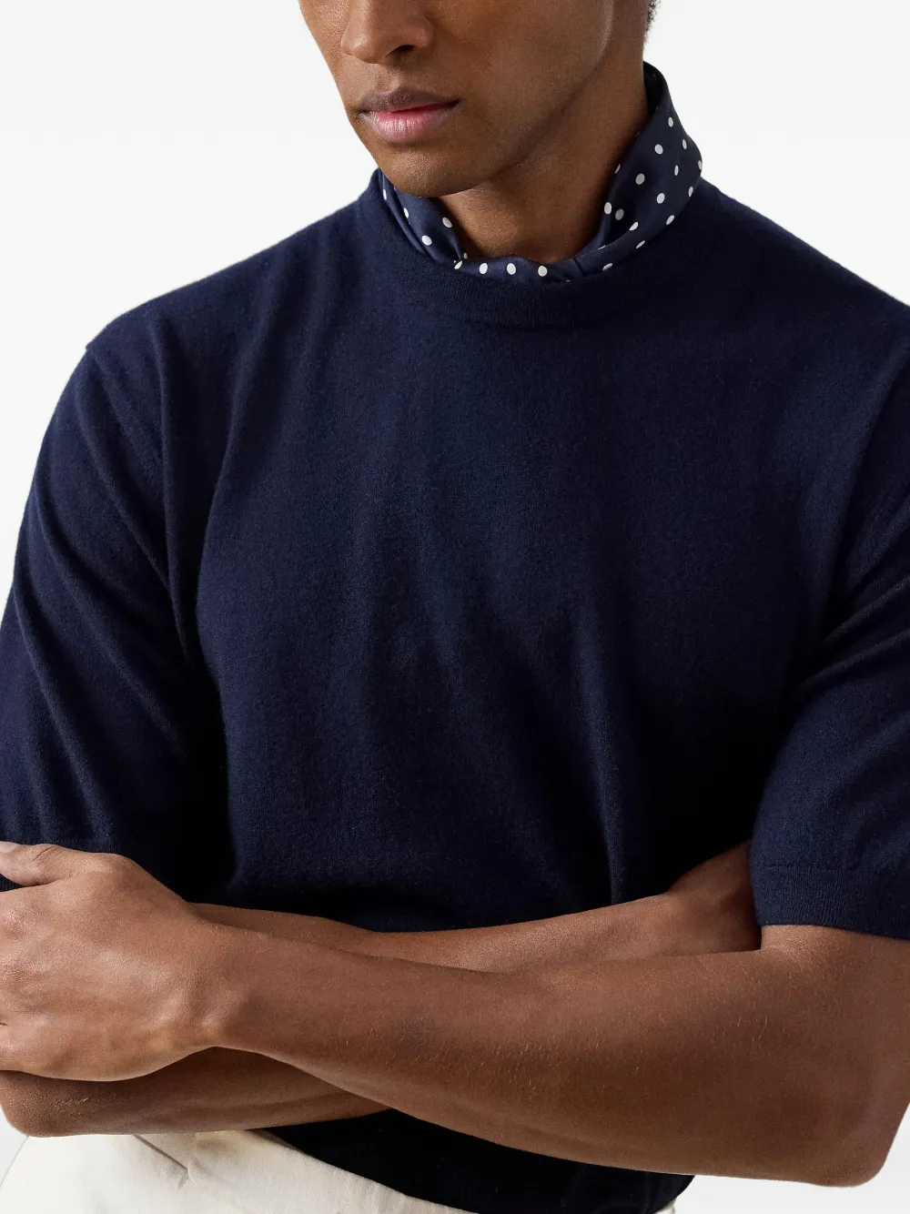 Ralph Lauren Purple Label Trui met ronde hals en korte mouwen Blauw