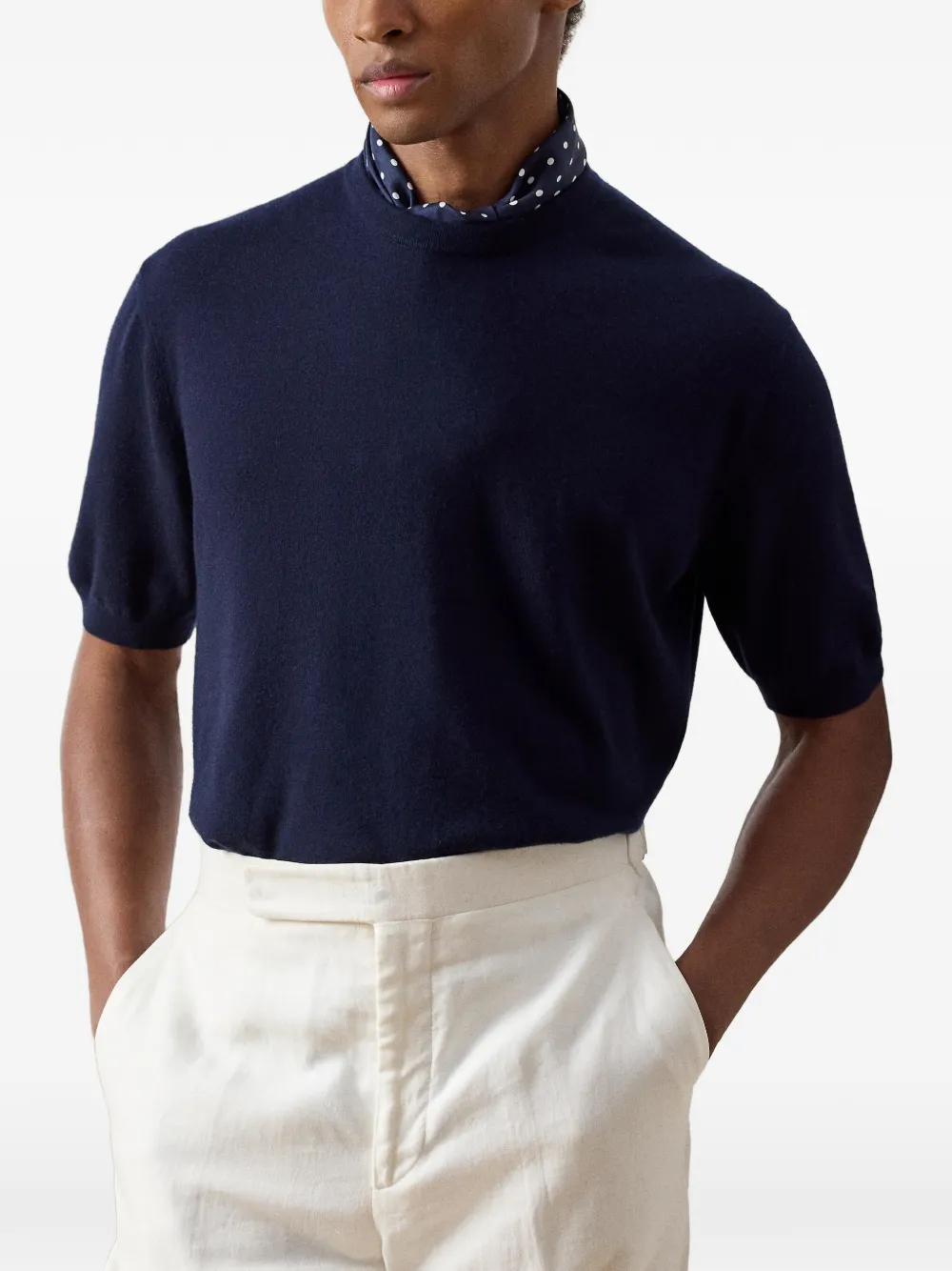 Ralph Lauren Purple Label Trui met ronde hals en korte mouwen Blauw