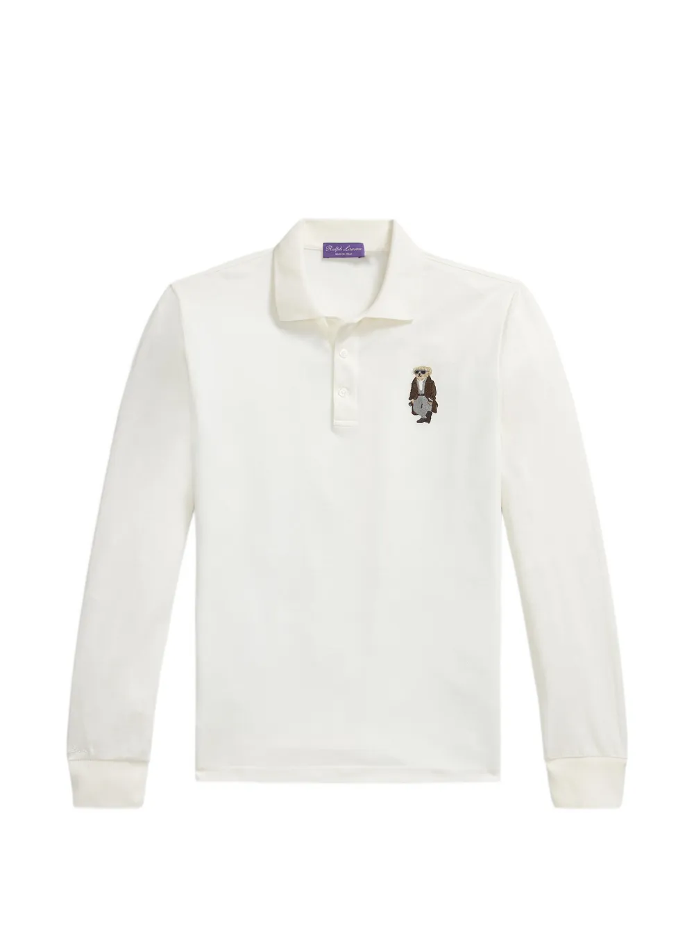 Ralph Lauren Purple Label bear-patch polo shirt - Weiß
