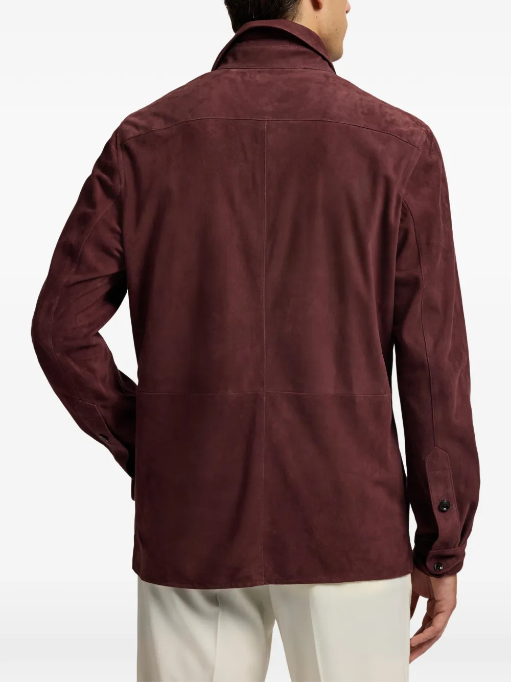 Ralph Lauren Purple Label Suède shirtjack met borstzakken Rood