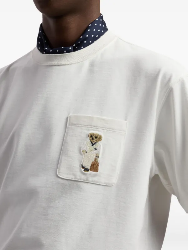 Ralph Lauren Purple Label Pocket bear-detail T-shirt | White
