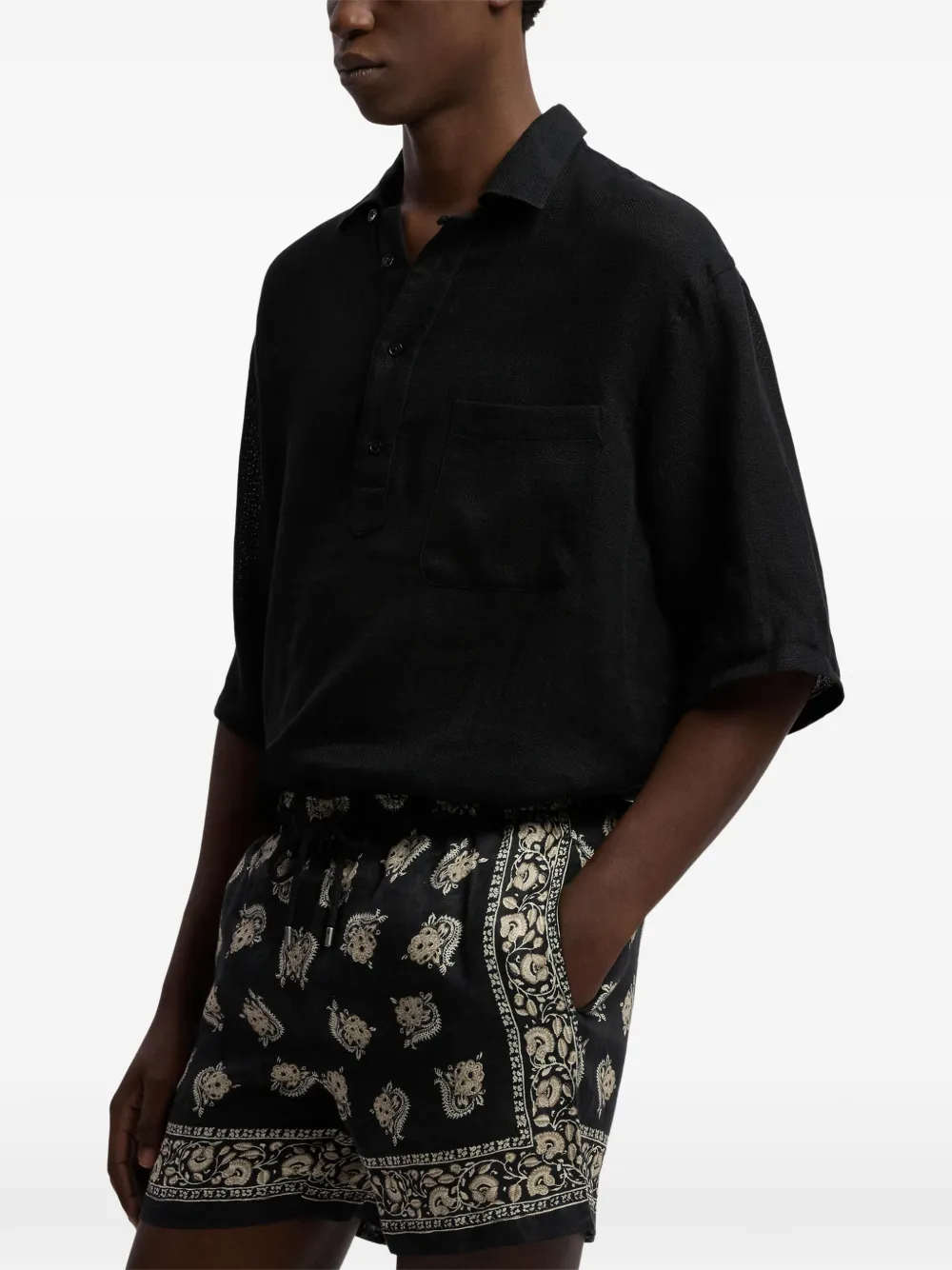 Ralph Lauren Purple Label Poloshirt met zak en korte mouwen Zwart