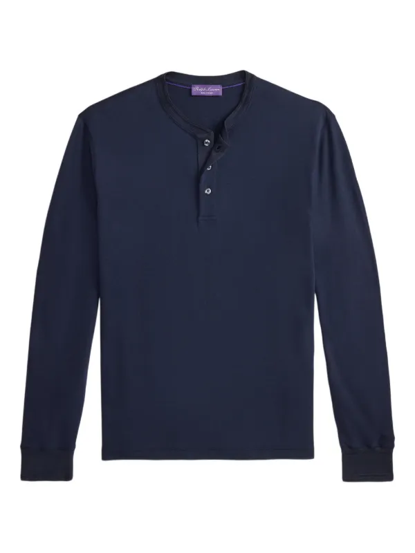 RALPH LAUREN PURPLE LABEL ヘンリーネックTシャツ Ralph Lauren Purple Label Henley ロングTシャツ | ブルー | FARFETCH JP