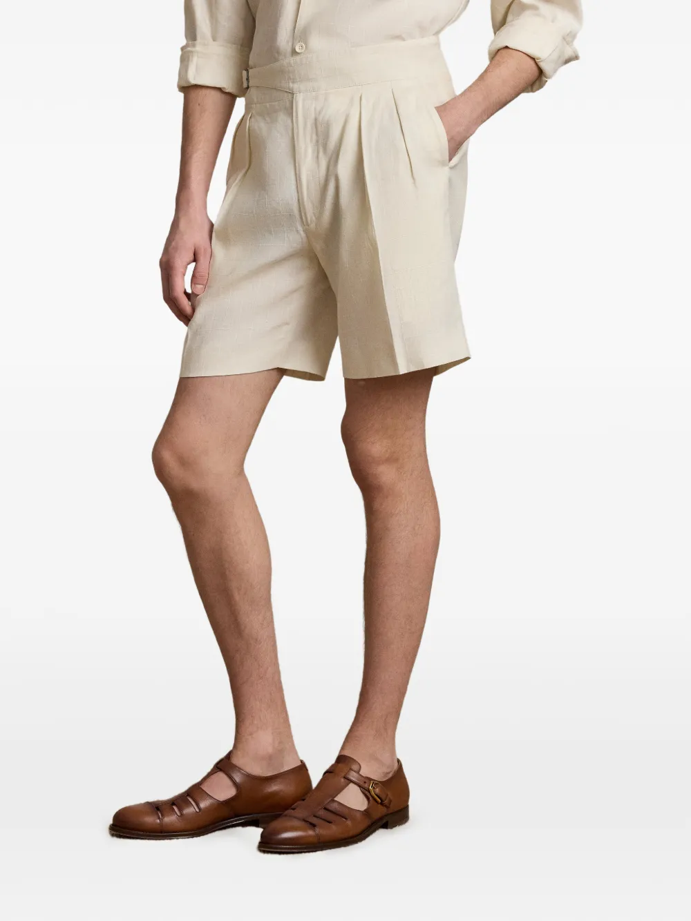Ralph Lauren Purple Label Byron geplooide shorts Beige