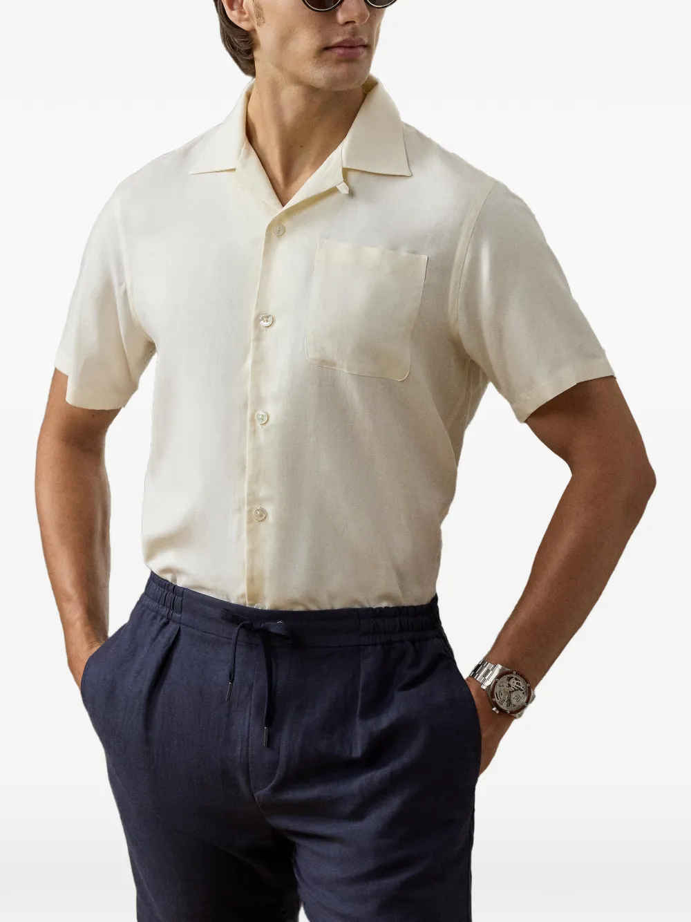 camp-collar pocket shirt