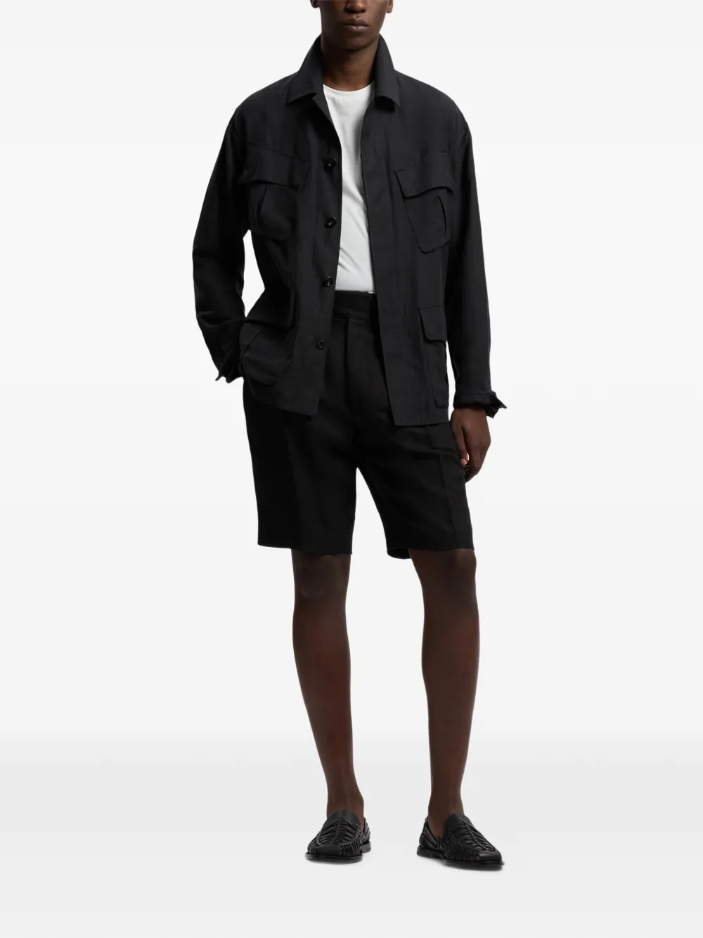Ralph Lauren Purple Label Livingston shirtjack met zak Zwart