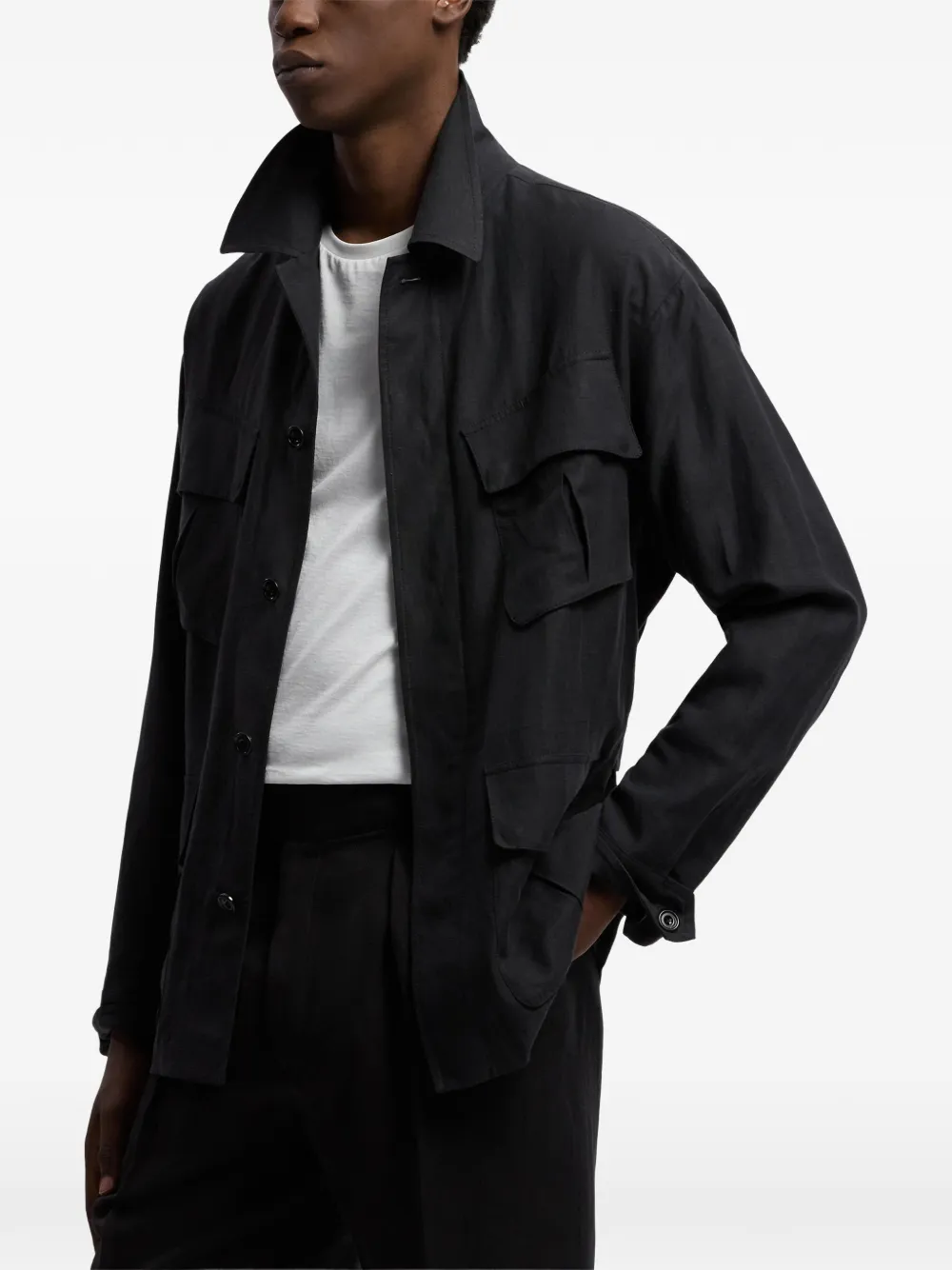 Ralph Lauren Purple Label Livingston shirtjack met zak Zwart