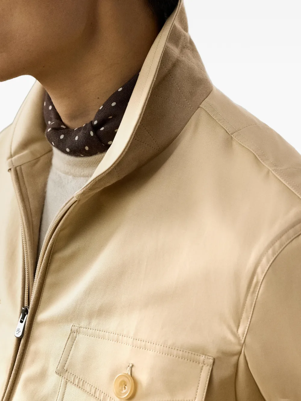 Ralph Lauren Purple Label Boulton satijnen jack met knopen Beige