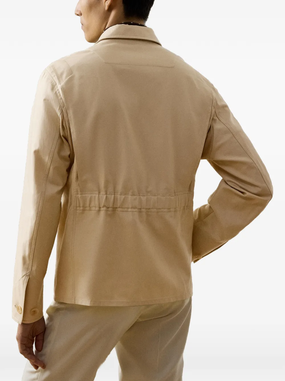 Ralph Lauren Purple Label Boulton satijnen jack met knopen Beige
