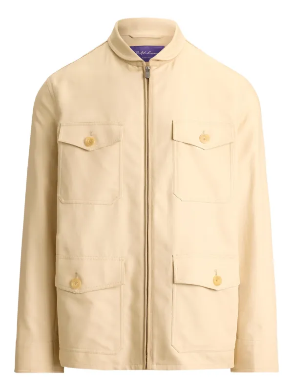 Ralph Lauren Purple Label Boulton Buttoned Sateen Jacket in Neutrals