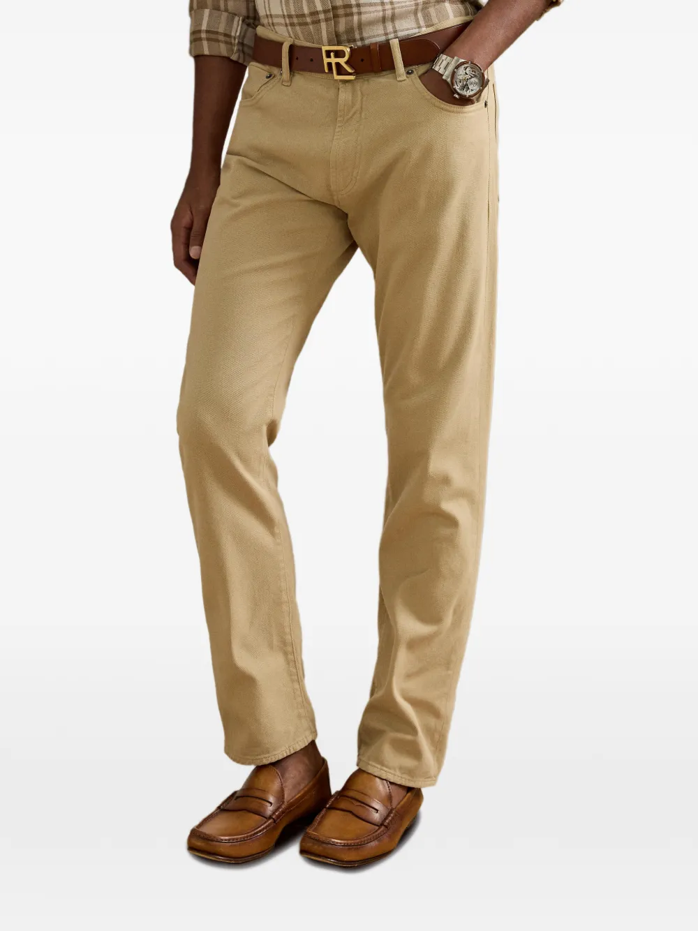 Ralph Lauren Purple Label Slim-fit twill broek Beige