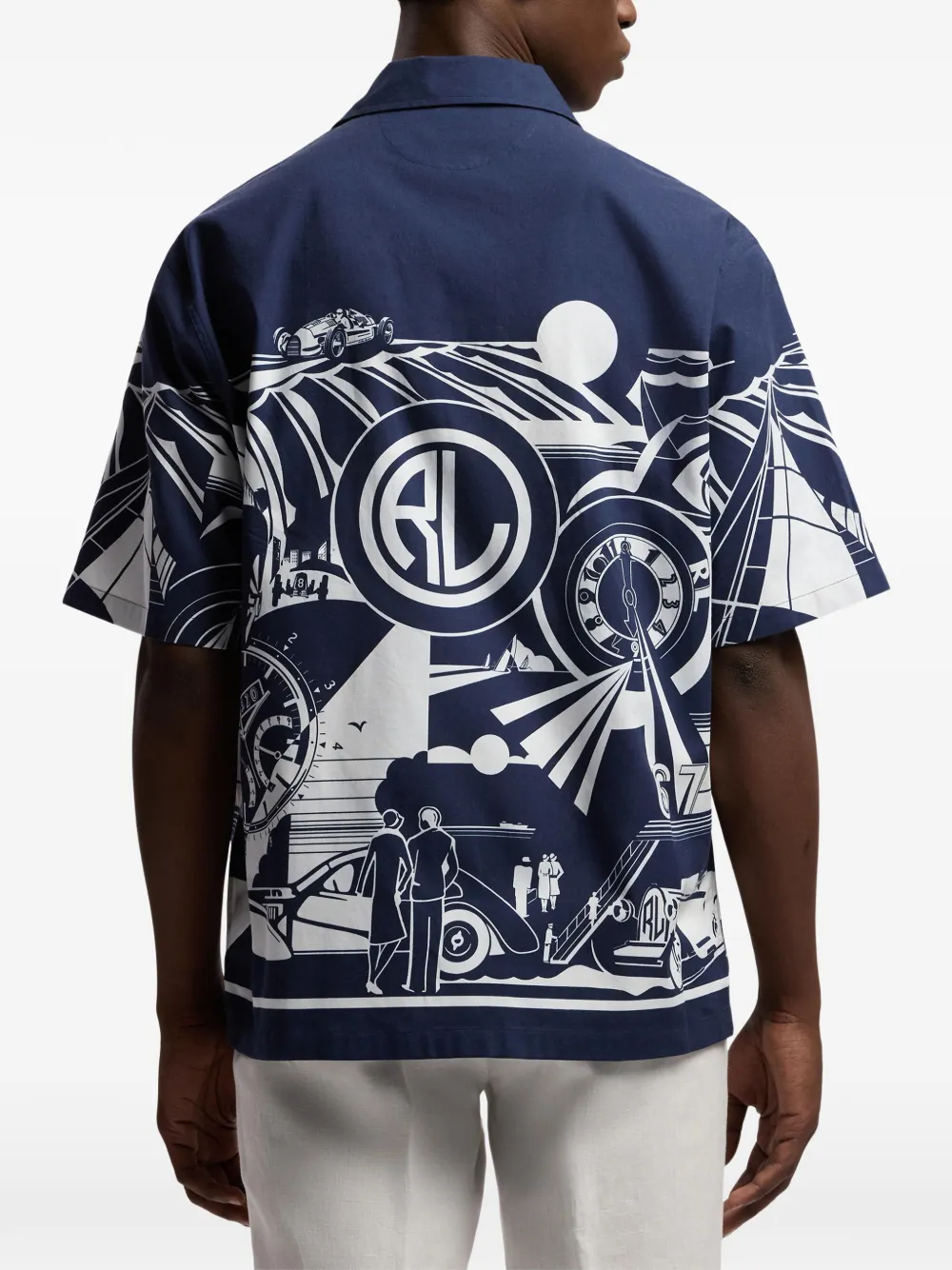 Ralph Lauren Purple Label Overhemd met print en korte mouwen Blauw