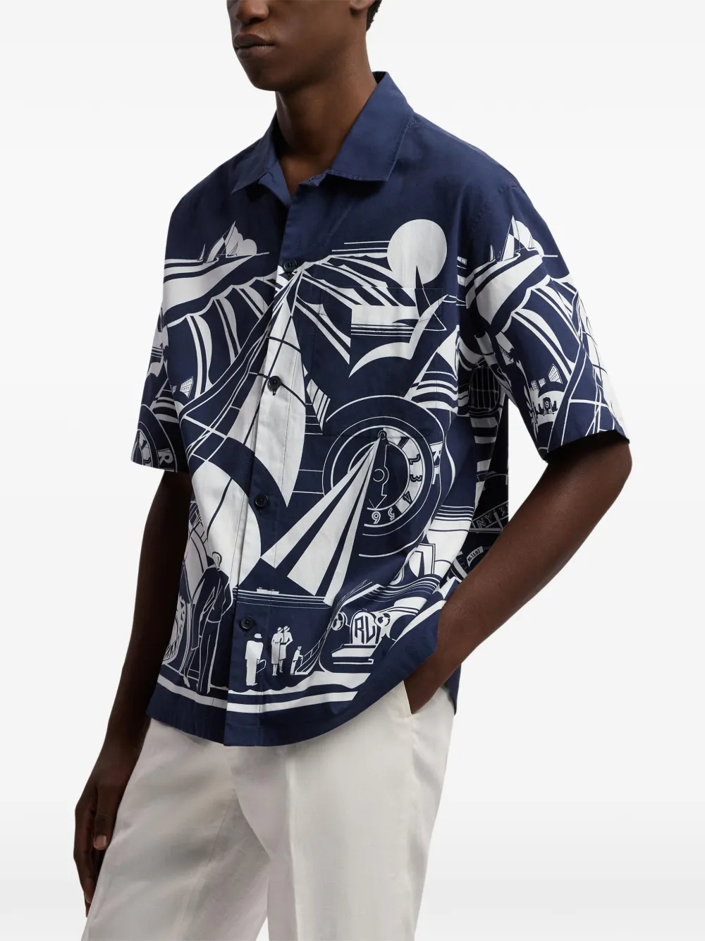 Ralph Lauren Purple Label Overhemd met print en korte mouwen Blauw