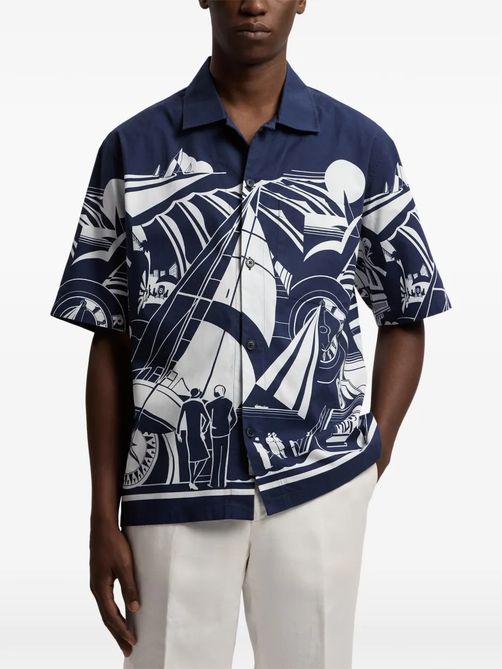 Ralph Lauren Purple Label Overhemd met print en korte mouwen Blauw