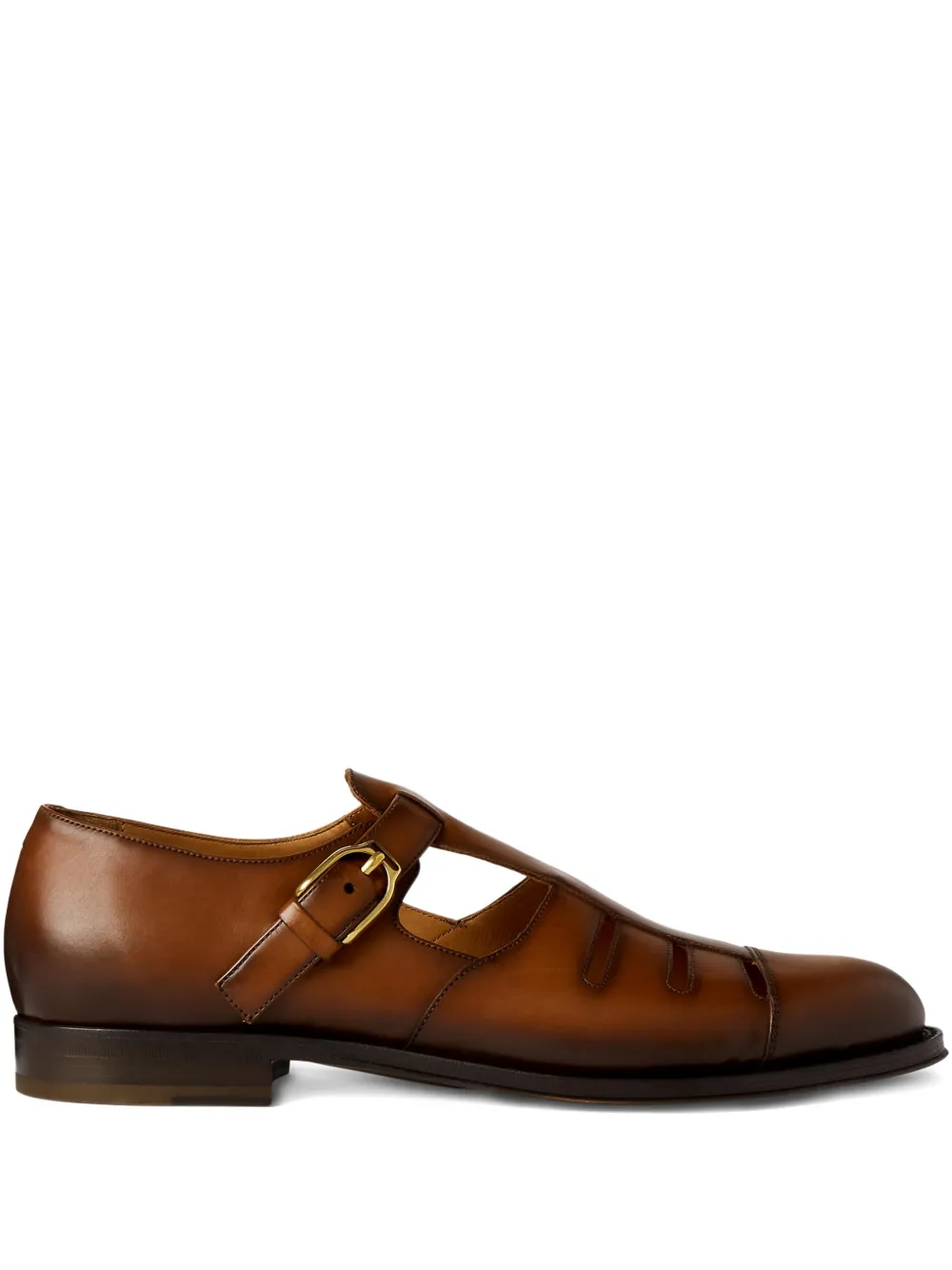 Ralph Lauren Purple Label buckle leather loafers - Marrone