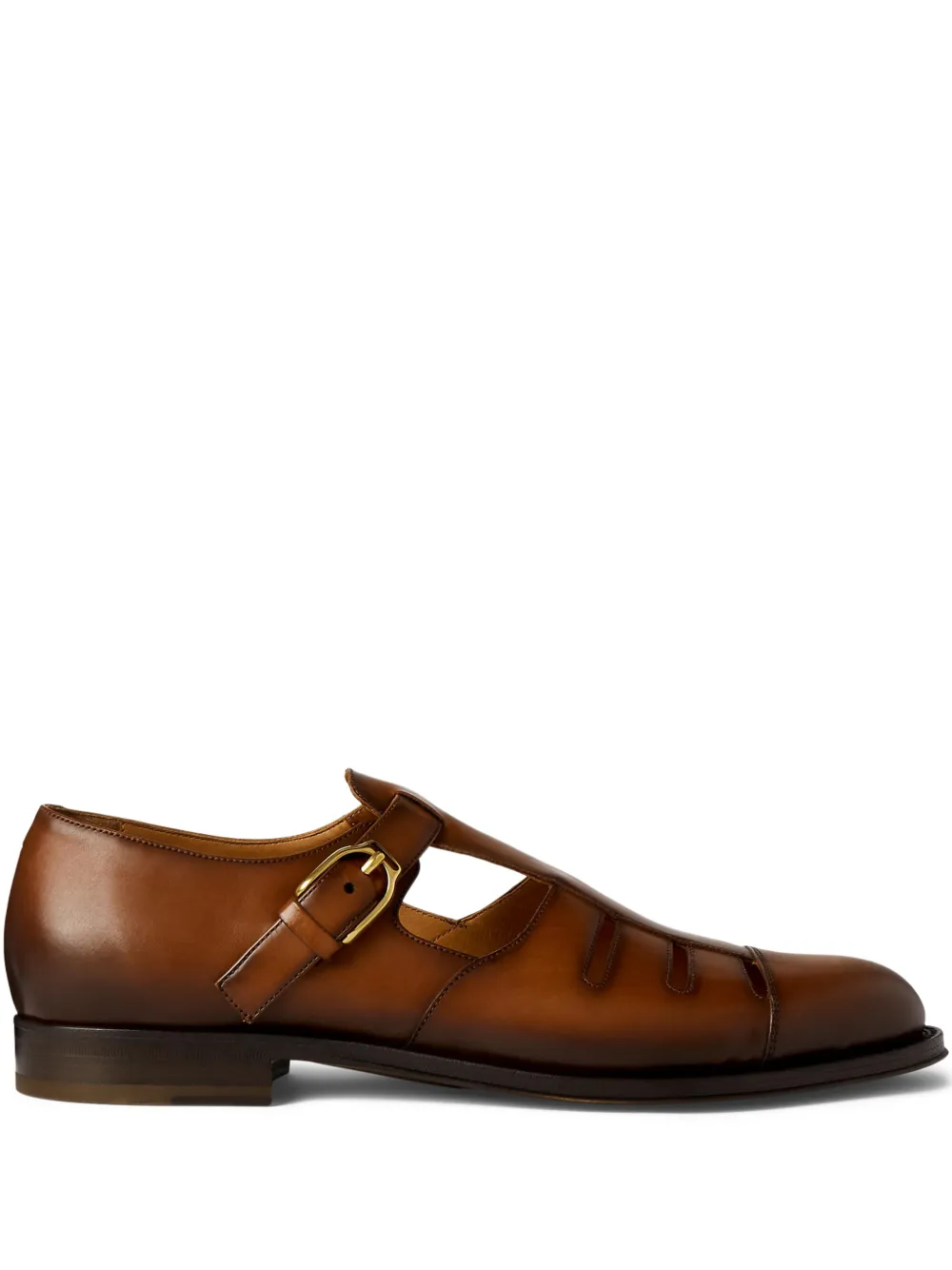 Ralph Lauren Purple Label buckle leather loafers - Marrone