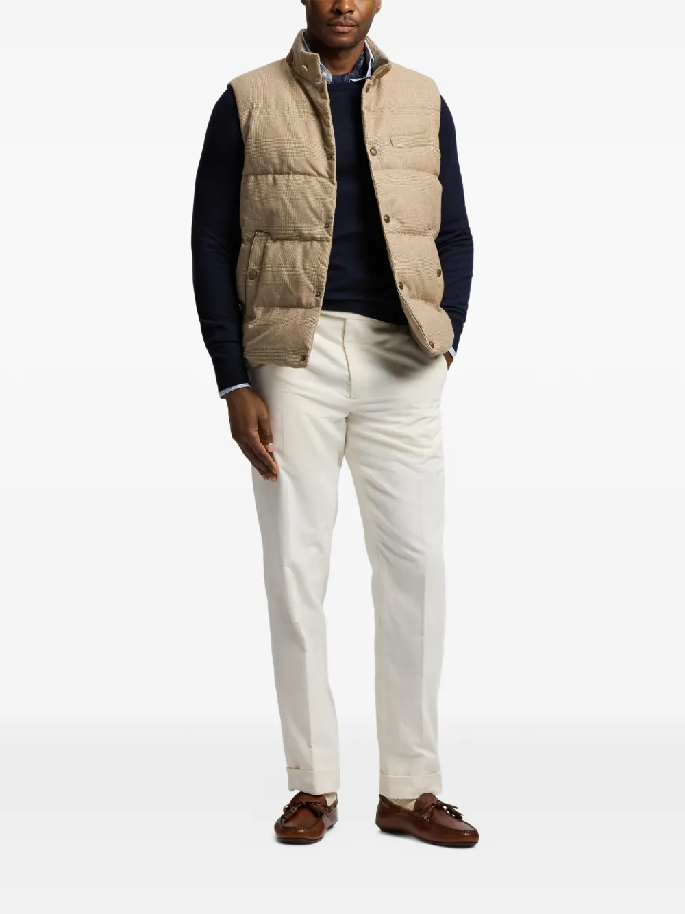  Ralph Lauren Purple Label Chaleco Whitwell A Cuadros - Marrón 