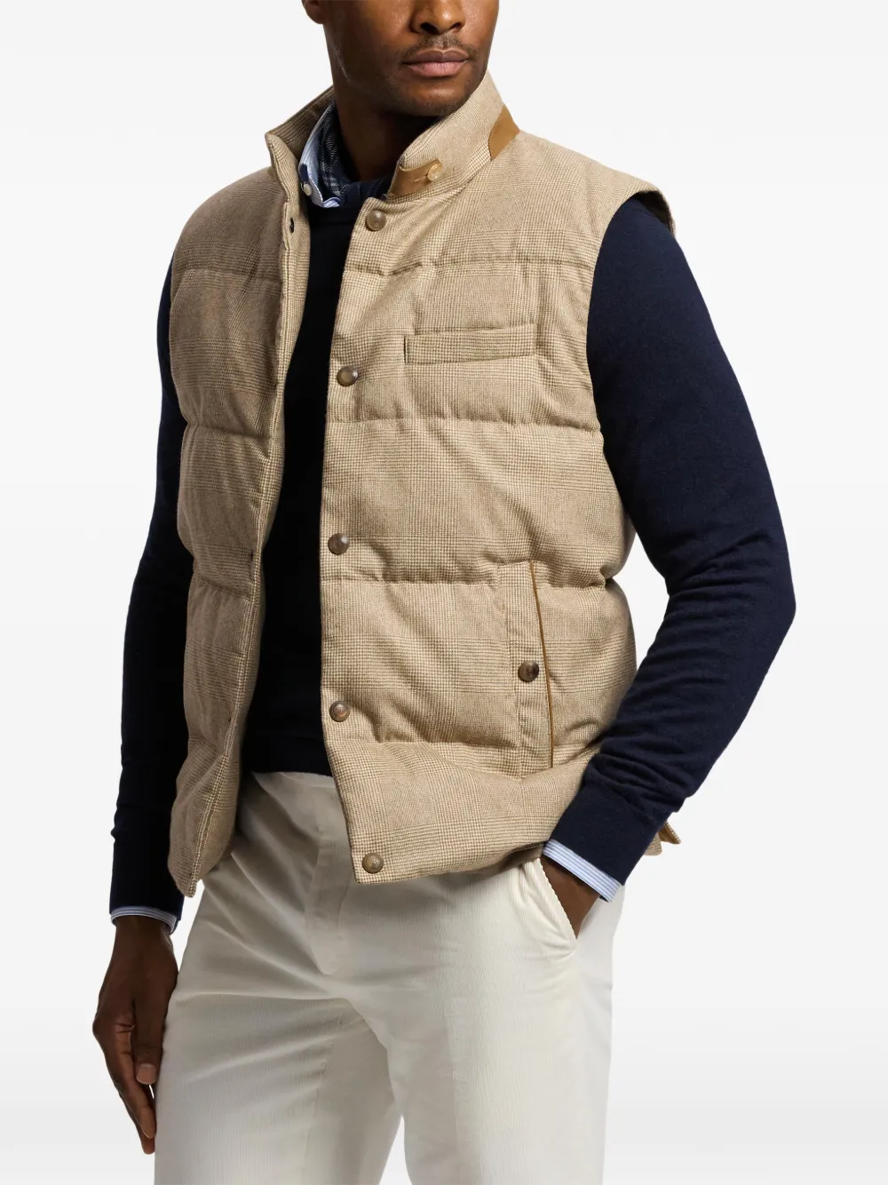 Ralph Lauren Purple Label Whitwell geruite wollen bodywarmer Bruin