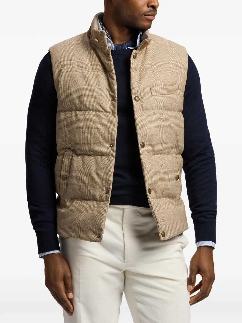  Ralph Lauren Purple Label Chaleco Whitwell A Cuadros - Marrón 