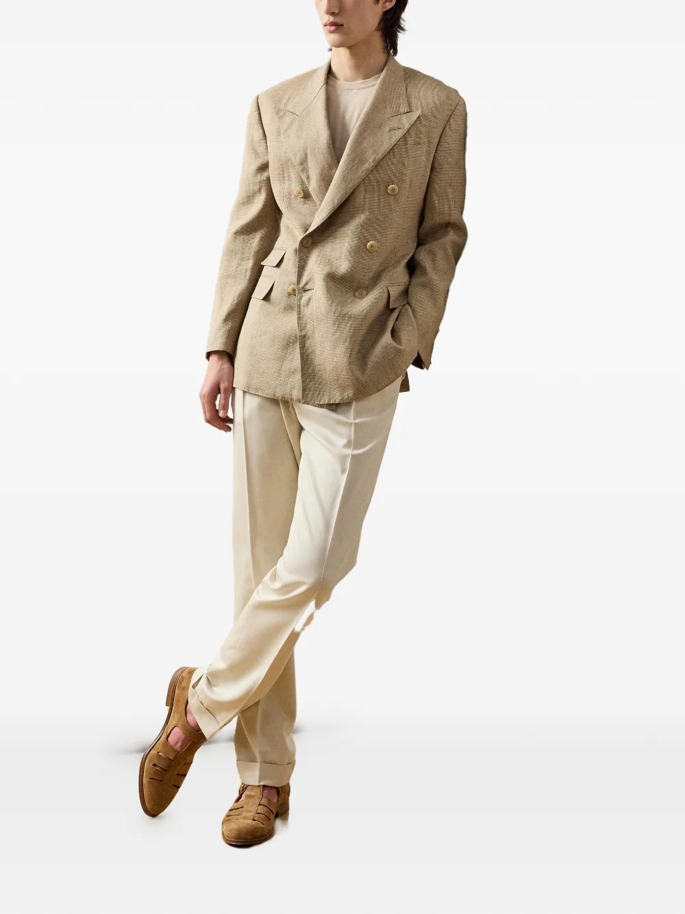 Ralph Lauren Purple Label Kasjmier T-shirt met korte mouwen Beige