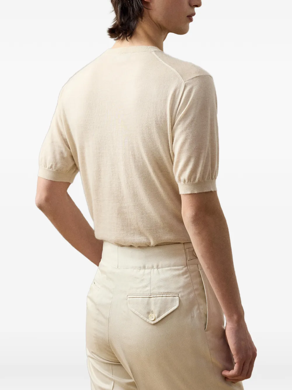 Ralph Lauren Purple Label Kasjmier T-shirt met korte mouwen Beige