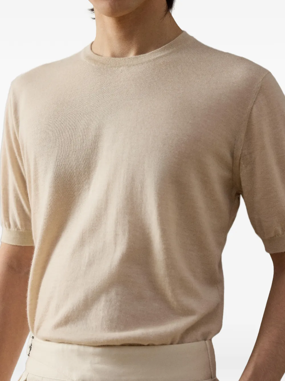 Ralph Lauren Purple Label Kasjmier T-shirt met korte mouwen Beige