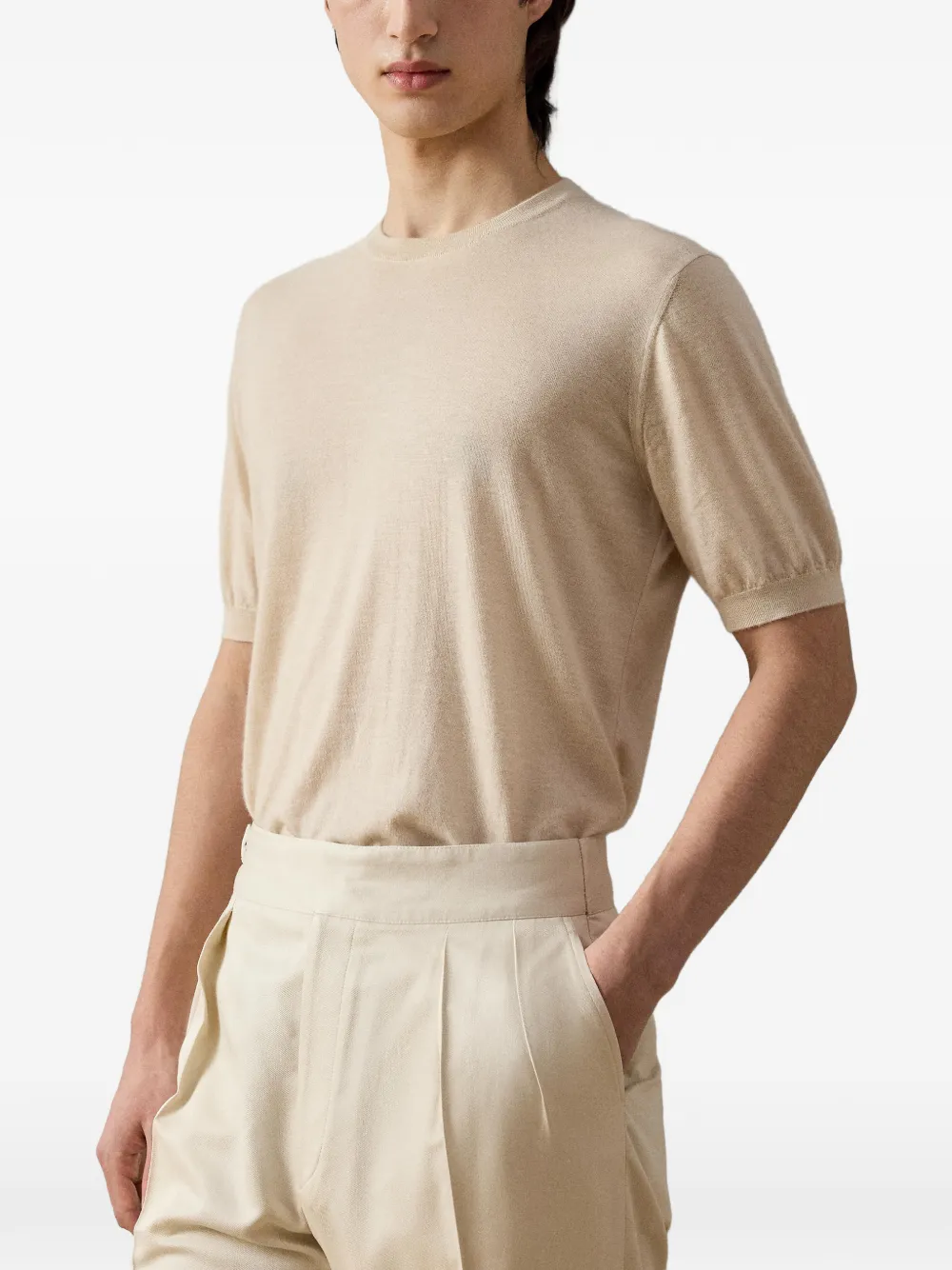 Ralph Lauren Purple Label Kasjmier T-shirt met korte mouwen Beige