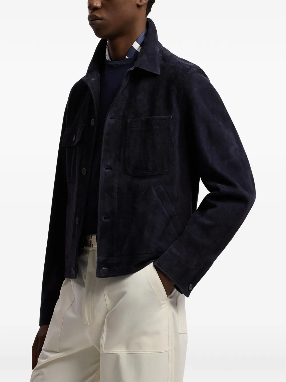Ralph Lauren Purple Label Leren jack Blauw