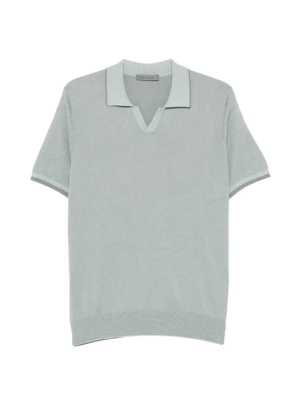 Corneliani Textured-knit V-neck T-shirt in Green