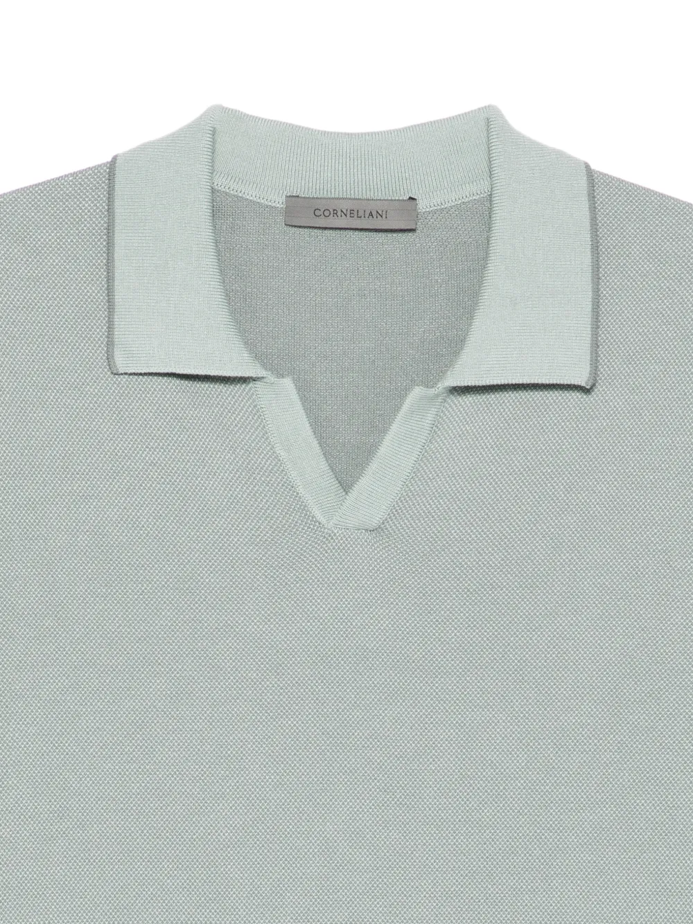 Corneliani T-shirt met textuur en V-hals Groen