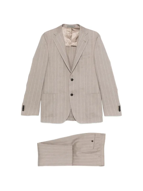 Corneliani Striped Single-breasted Blazer in Neutrals