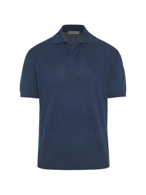 Corneliani ribbed-knit short-sleeve polo shirt