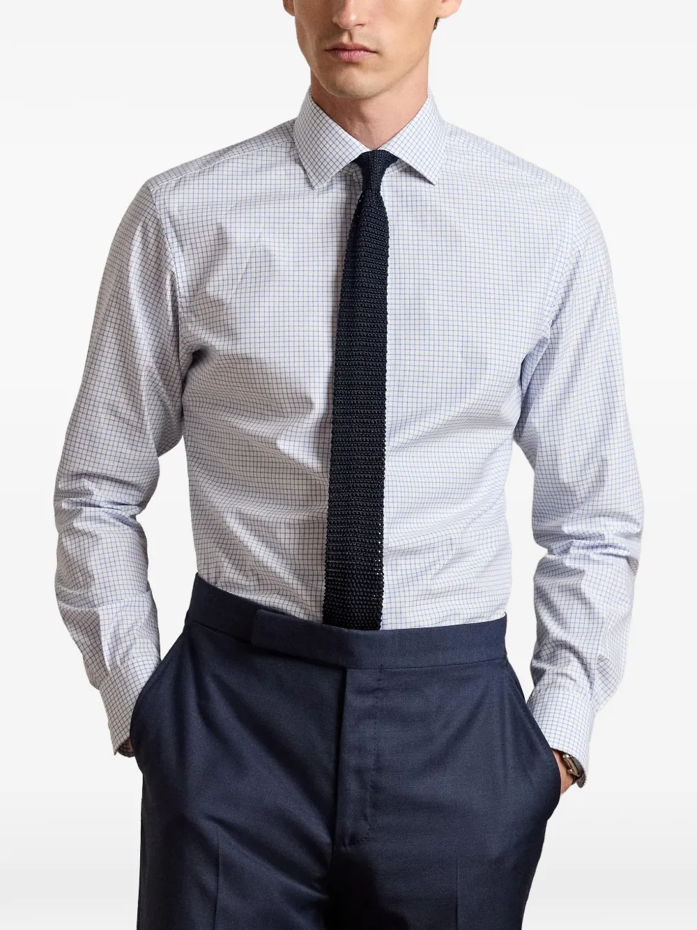Ralph Lauren Purple Label Tattersall twill overhemd Wit