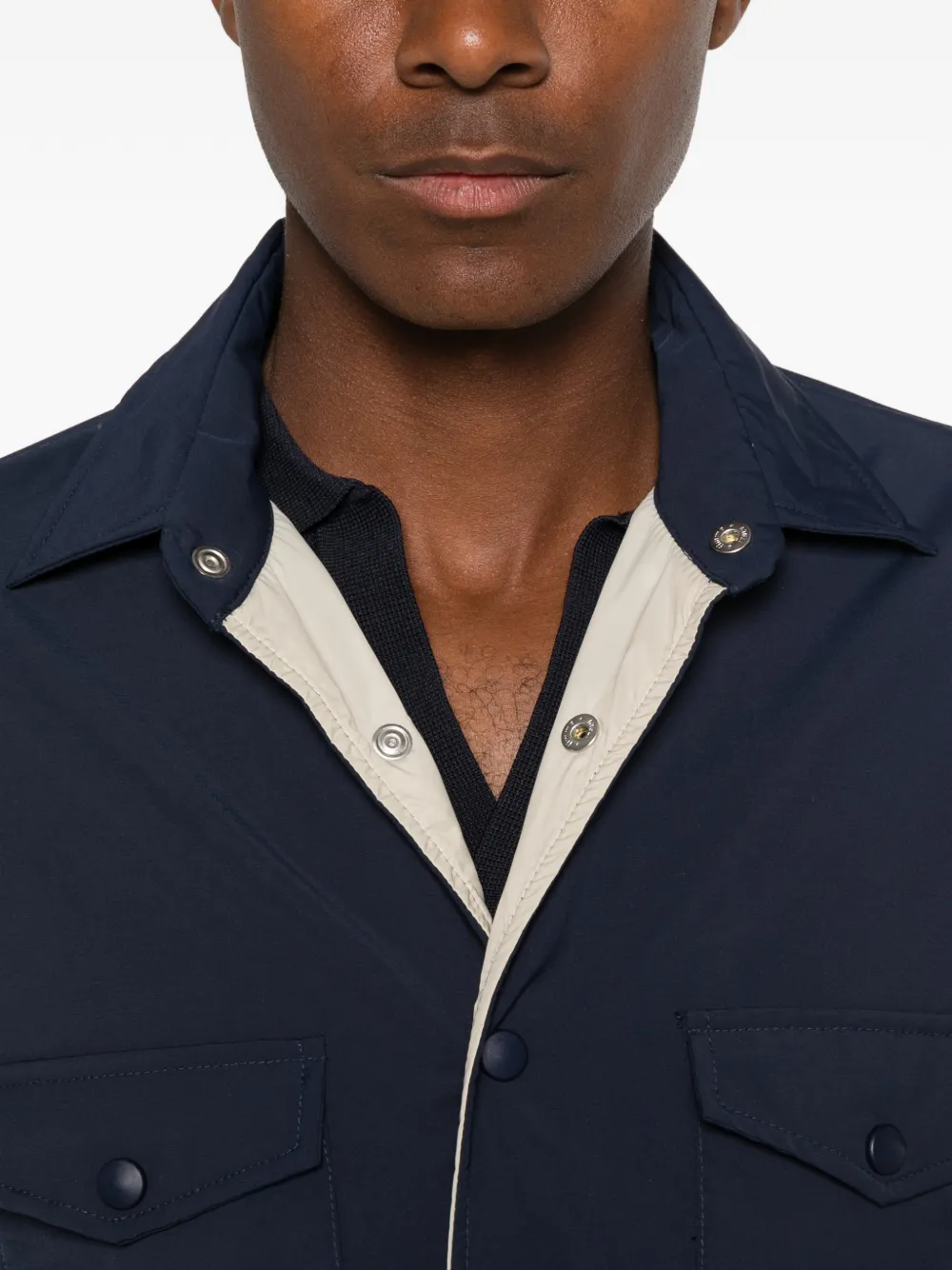 Eleventy Jack met borstzak Blauw