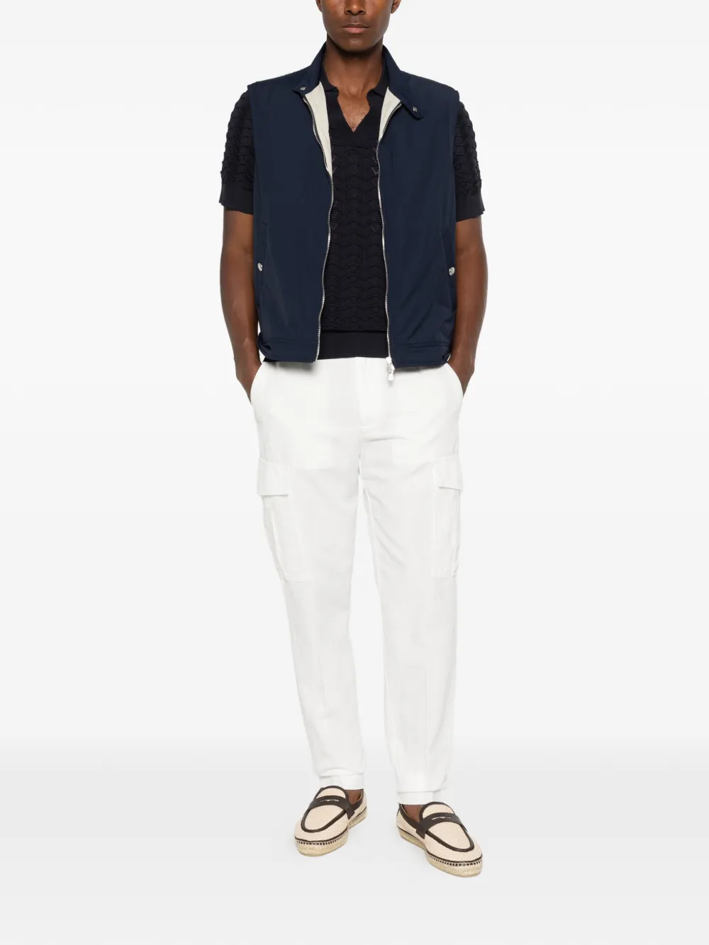 Eleventy Belt-loop Cargo Pants In White