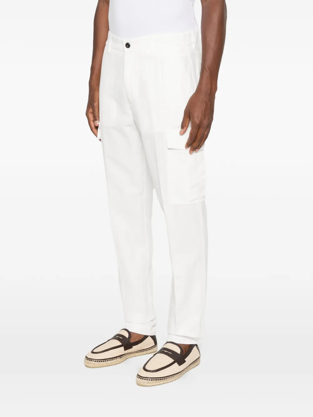 Eleventy Belt-loop Cargo Pants In White