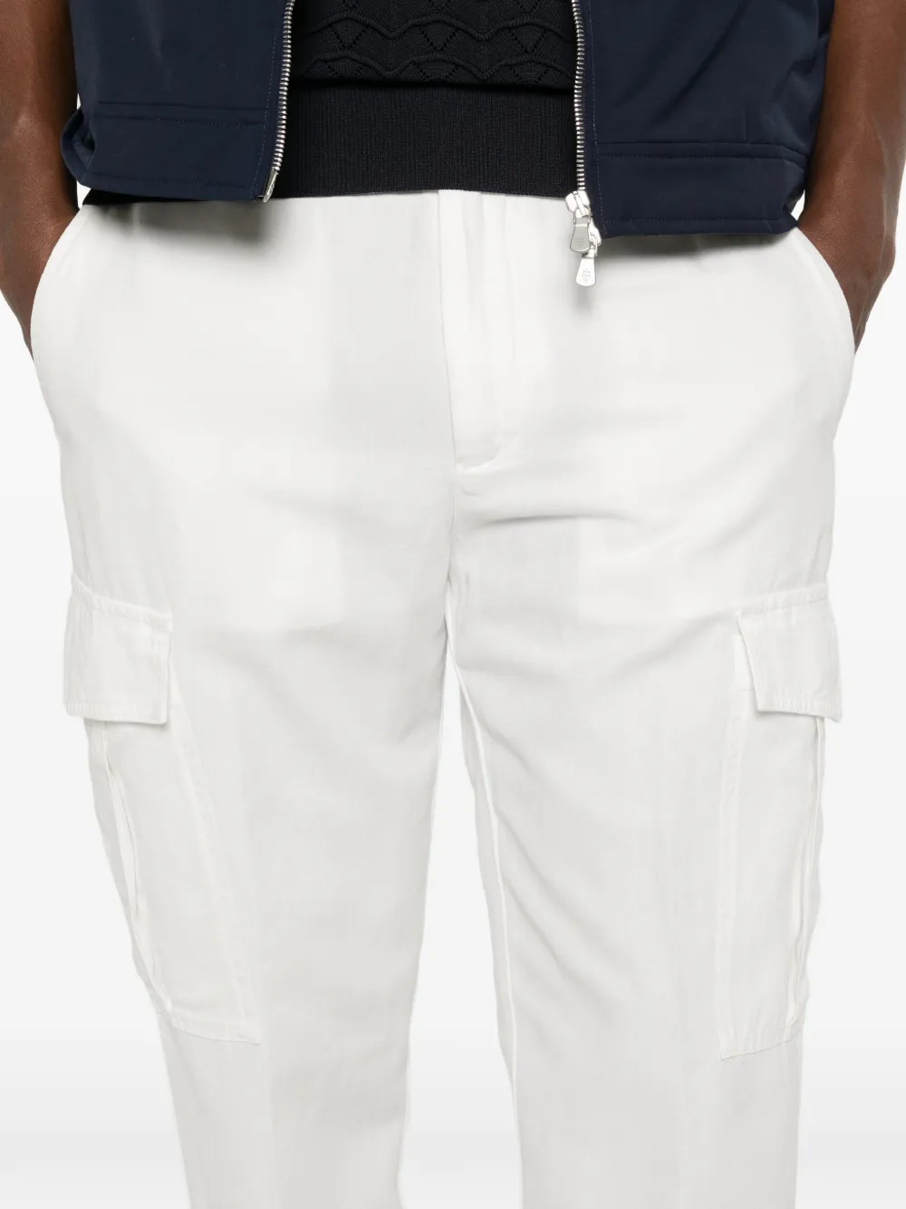 Eleventy Belt-loop Cargo Pants In White