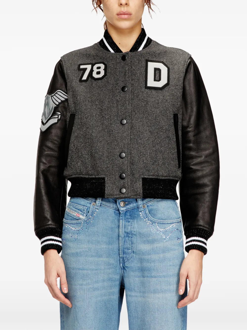  Diesel L-real-cp Phoenix-embroidered Jacket - Grey 