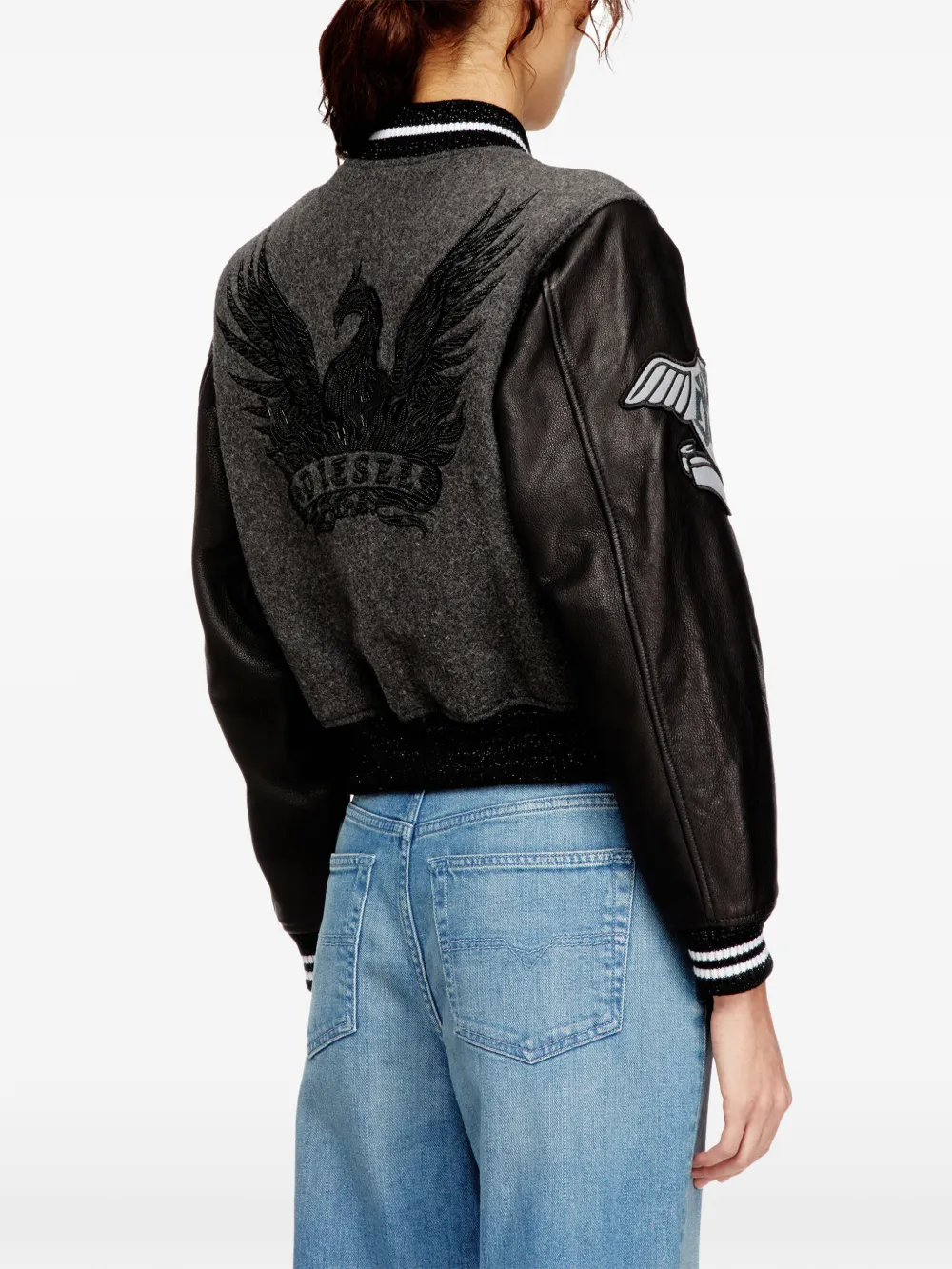 Diesel L-Real bomberjack met patch Grijs