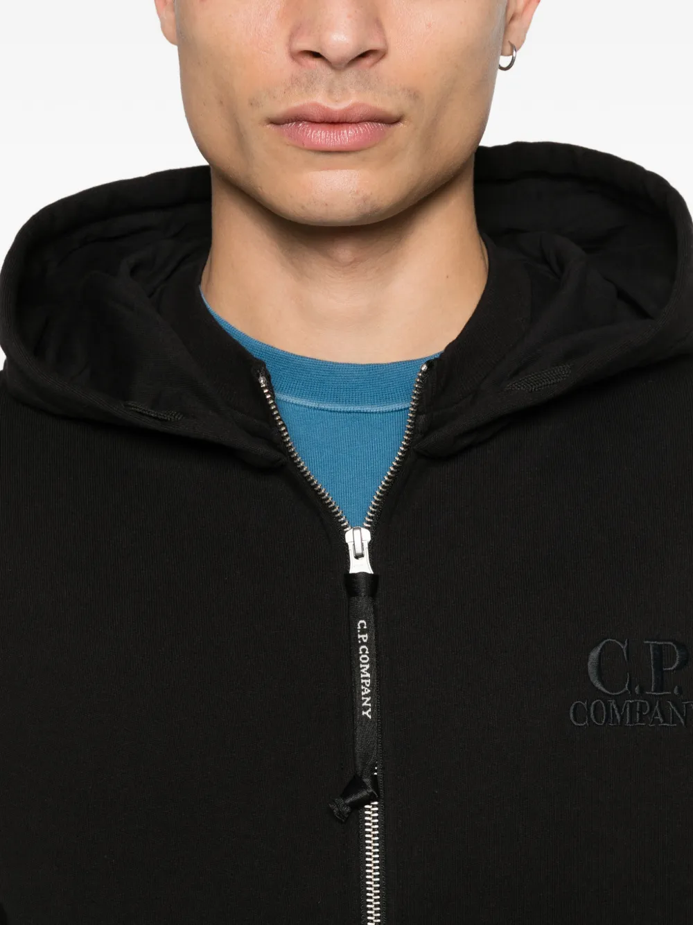 C.P. Company Hoodie met geborduurd logo Zwart