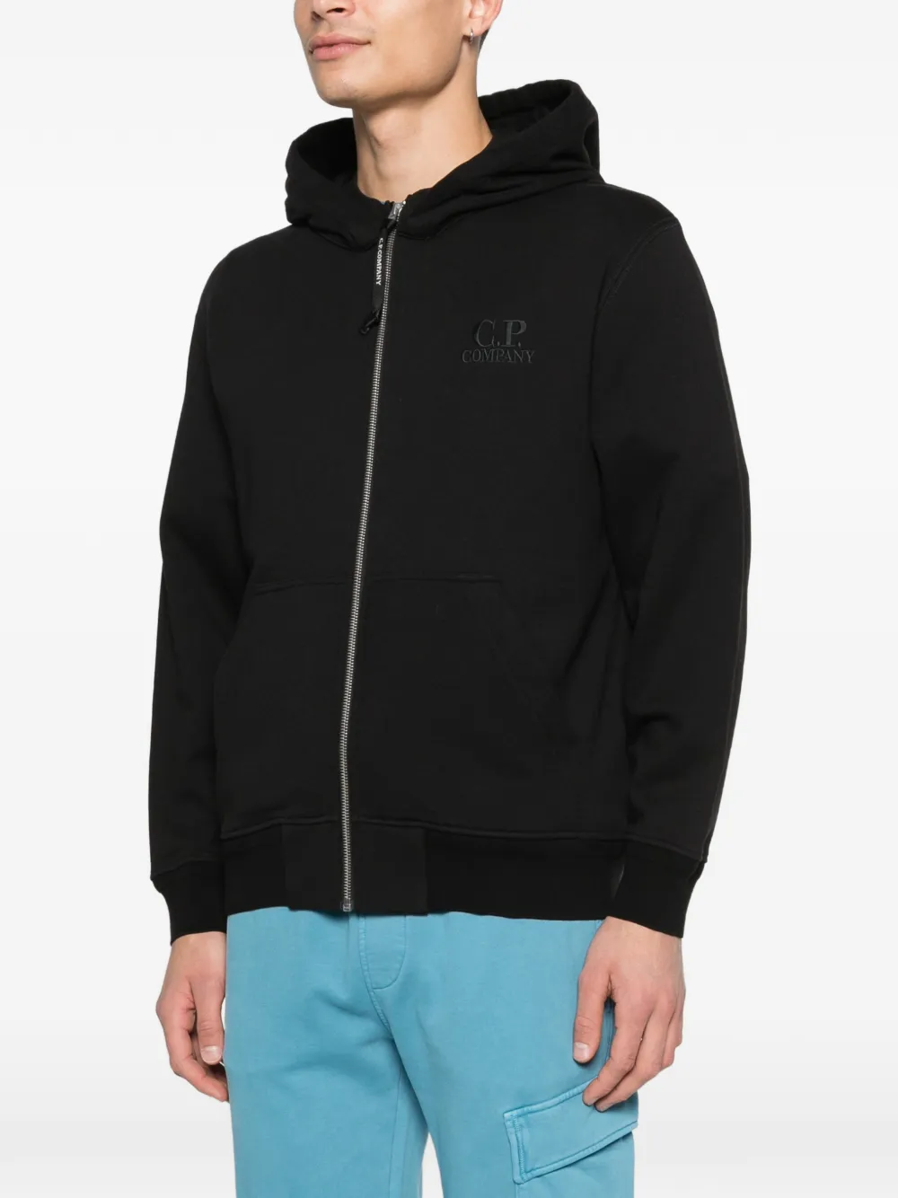 C.P. Company Hoodie met geborduurd logo Zwart