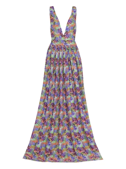 À La Garçonne Vestido longo floral com gola V