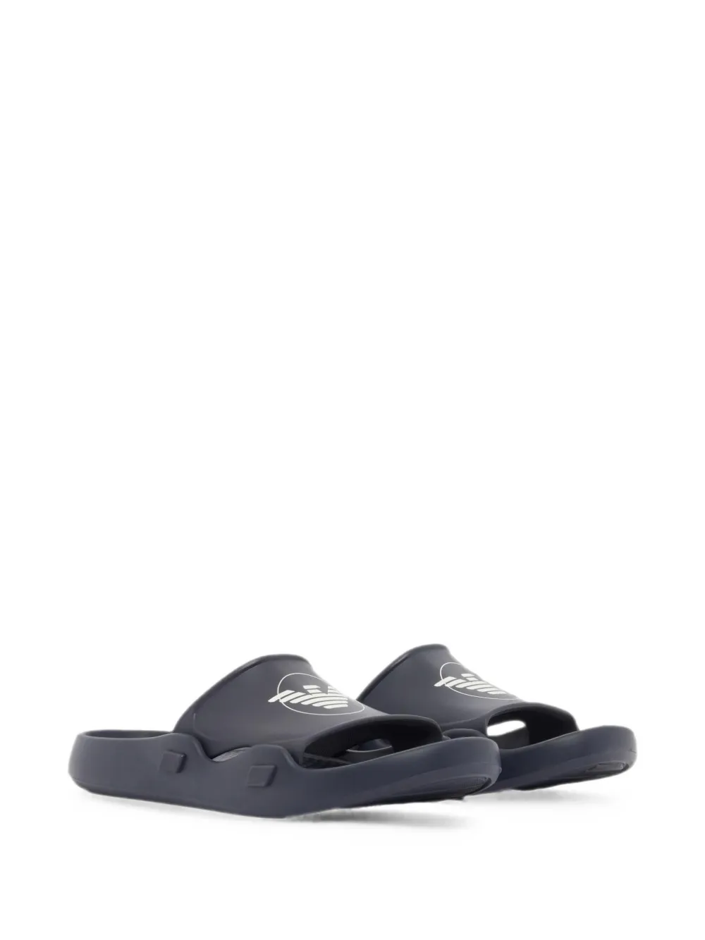 Emporio Armani logo-print slip-on sandals Blauw