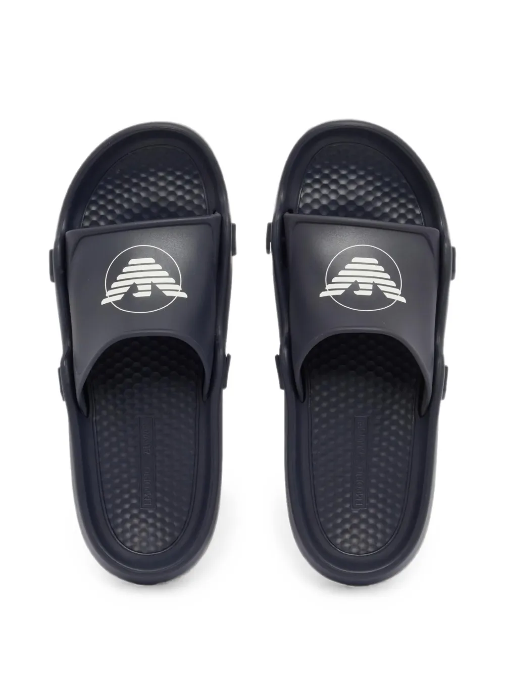 Emporio Armani logo-print slip-on sandals Blauw