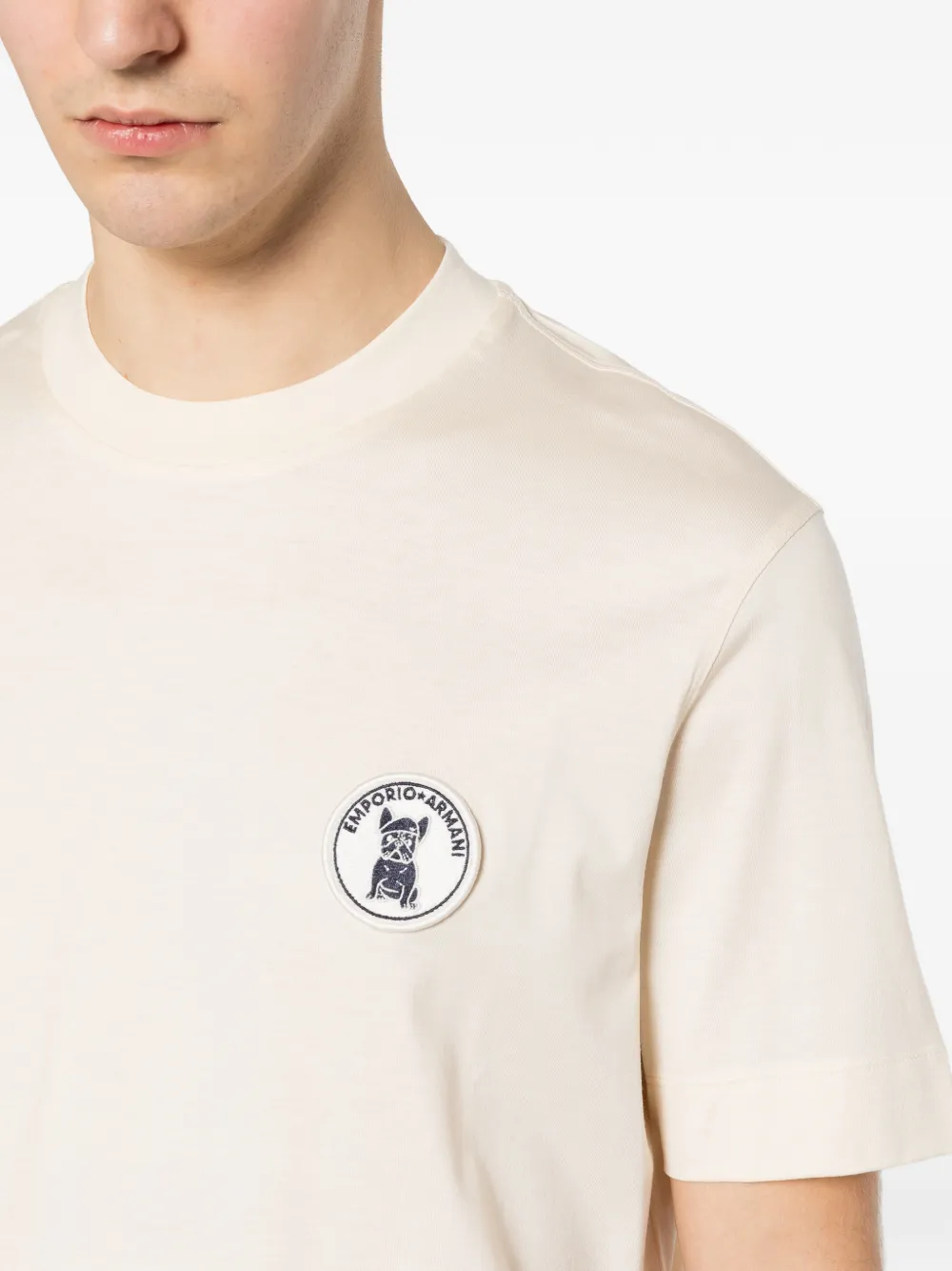 Emporio Armani T-shirt met logopatch Beige