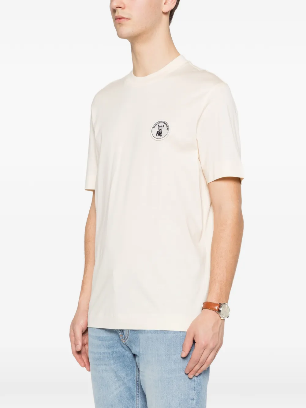 Emporio Armani T-shirt met logopatch Beige