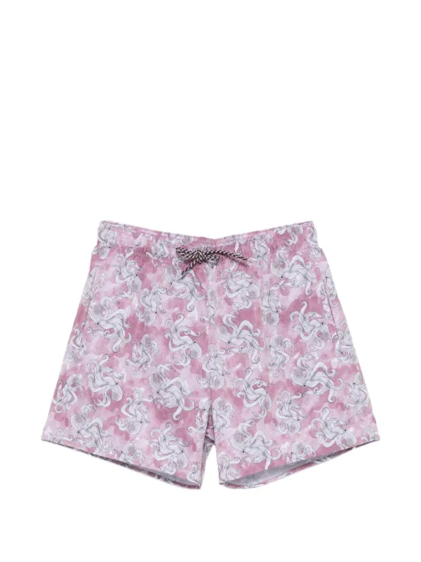 Emporio Armani Octopus-print Swim Shorts in Pink
