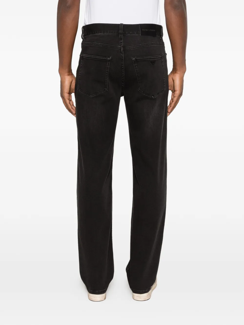 Emporio Armani Straight jeans met logoplakkaat Grijs