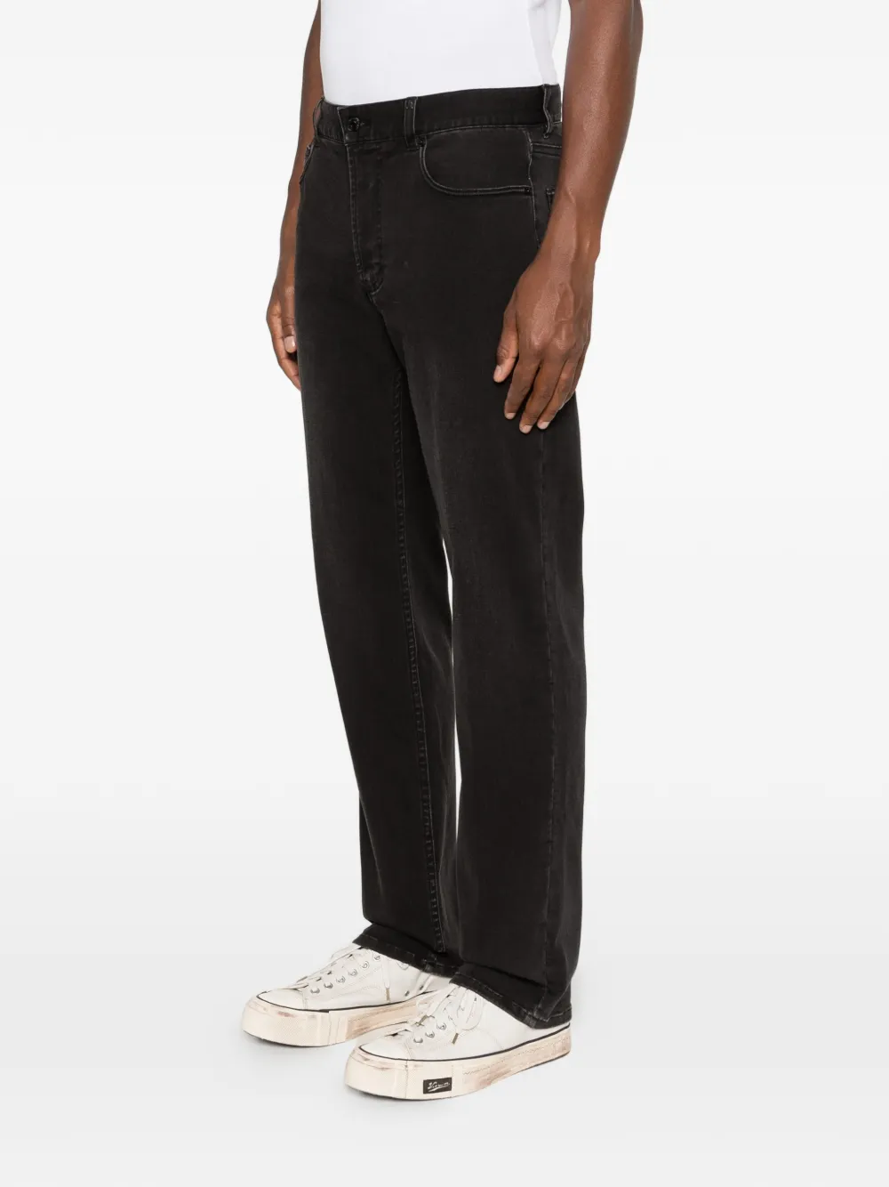 Emporio Armani Straight jeans met logoplakkaat Grijs