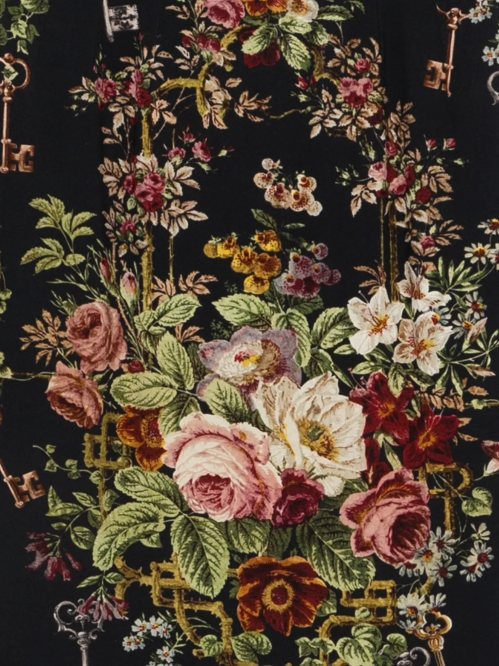 DOLCE & GABBANA シルク花柄スカート ブラック ボタン 36サイズ 楽天